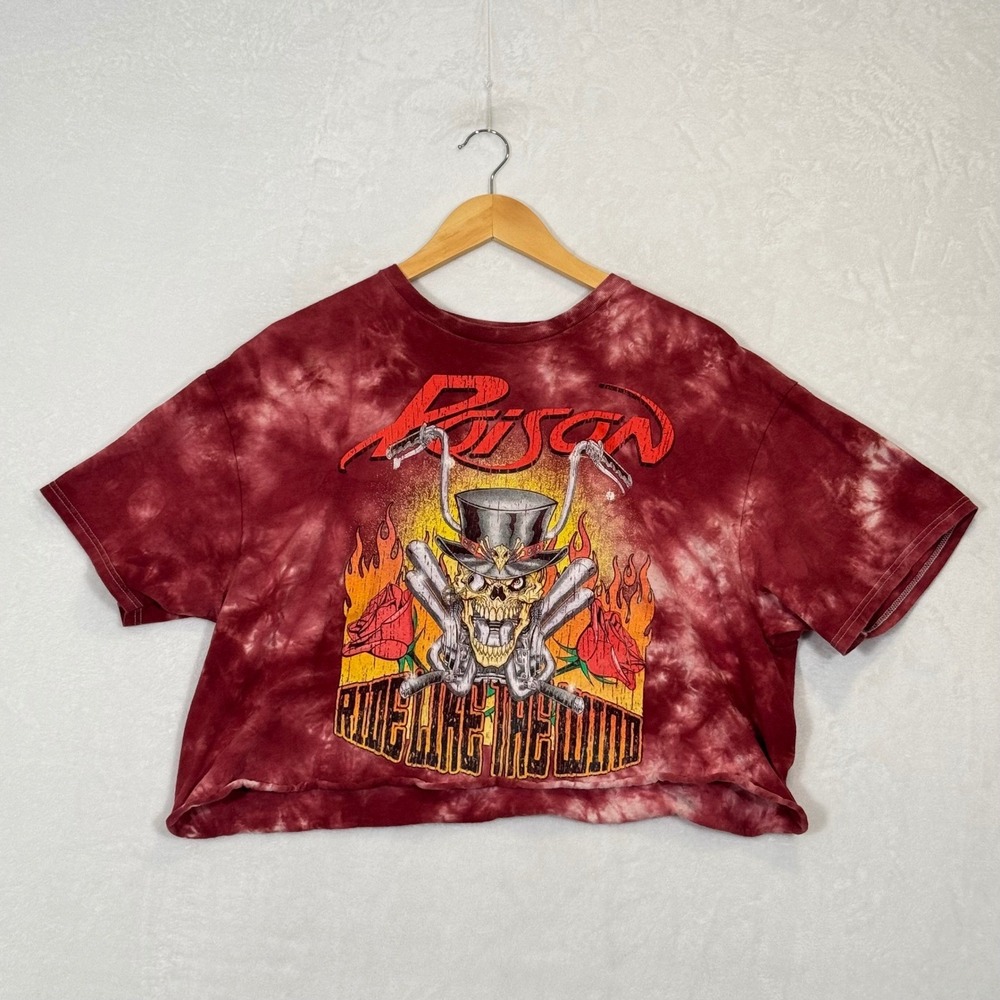 Poison Burgundy Tie Dye Graphic Crop Top XL